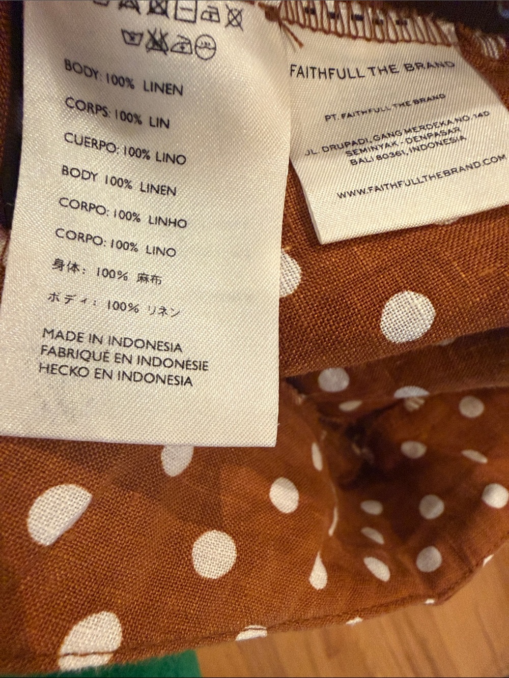 Anthro Faithfull Brown Polka Dot Wide-Leg Linen Pants Tomas Cropped pant 6 EUC - Picture 11 of 16